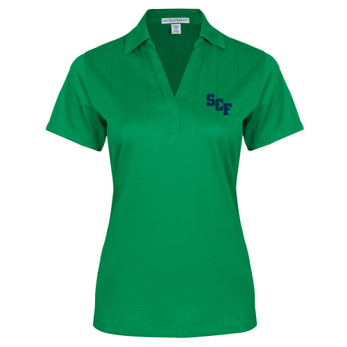  Womens Kelly Green Performance Fine Jacquard Polo - SCF
