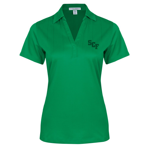  Womens Kelly Green Performance Fine Jacquard Polo - SCF