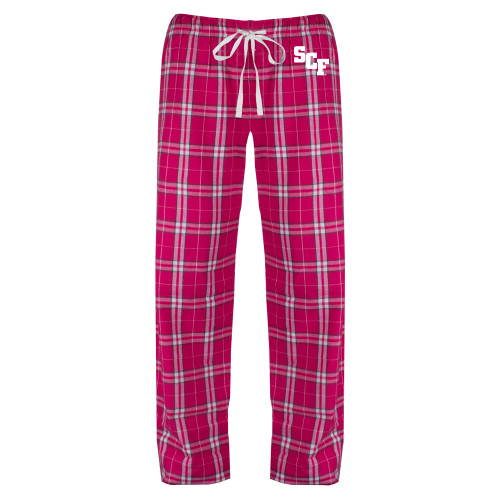  Womens Dark Fuchsia/White Flannel Pajama Pant - SCF