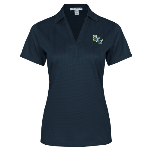  Womens Navy Performance Fine Jacquard Polo - SCF