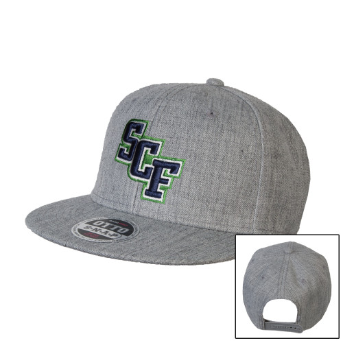  Heather Grey Wool Blend Flat Bill Snapback Hat - SCF