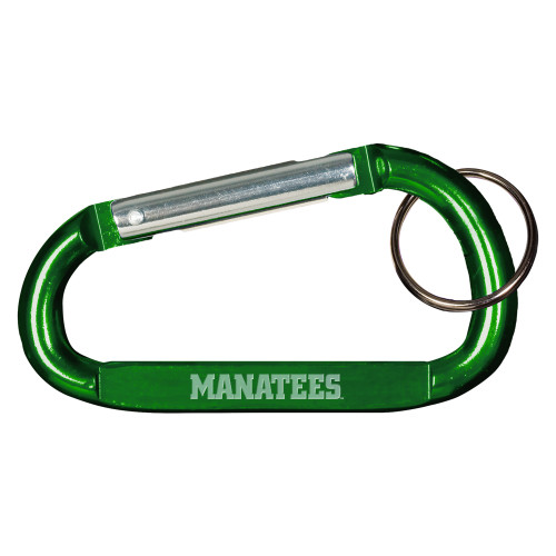  Green Carabiner with Split Ring - Manatees  Engraved