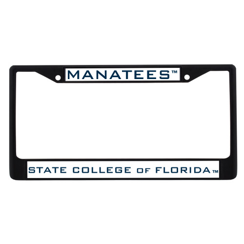 Metal License Plate Frame in Black - Manatees