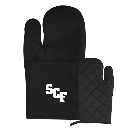  Quilted Canvas Black Oven Mitt - SCF