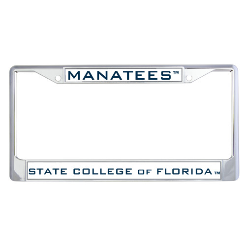  Metal License Plate Frame in Chrome - Manatees