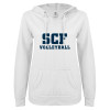 Thumbnail image for  ENZA Womens White V Notch Raw Edge Fleece Hoodie