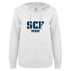 Thumbnail image for  ENZA Womens White V Notch Raw Edge Fleece Hoodie
