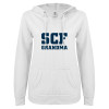 Thumbnail image for  ENZA Womens White V Notch Raw Edge Fleece Hoodie