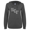 Thumbnail image for  ENZA Womens Dark Heather V Notch Raw Edge Fleece Hoodie