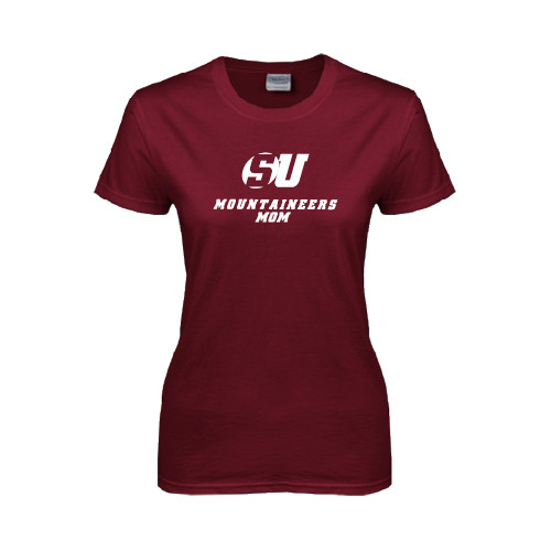  Womens Maroon Short Sleeve Tee - Mom