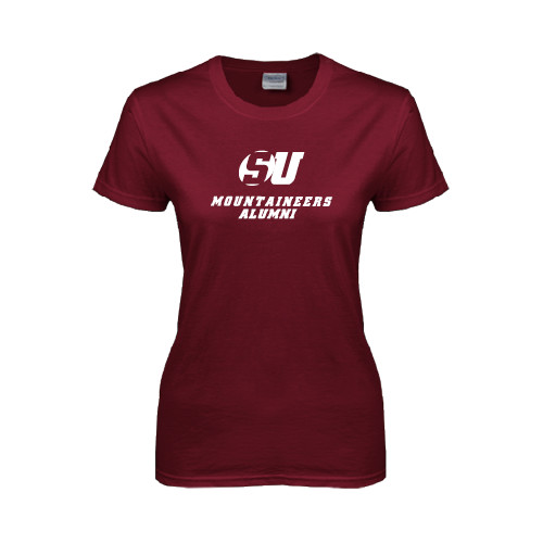  Womens Maroon Short Sleeve Tee - Alumni