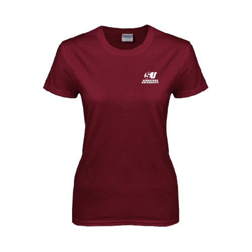  Womens Maroon Short Sleeve Tee - Official Logo