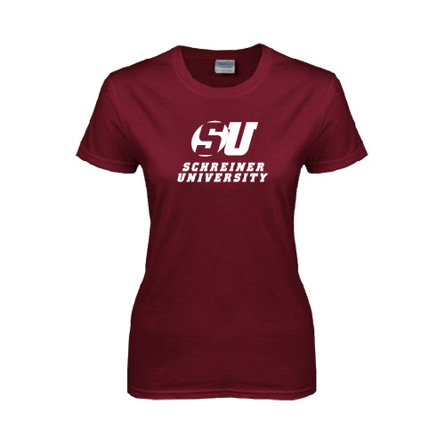  Womens Maroon Short Sleeve Tee - Official Logo