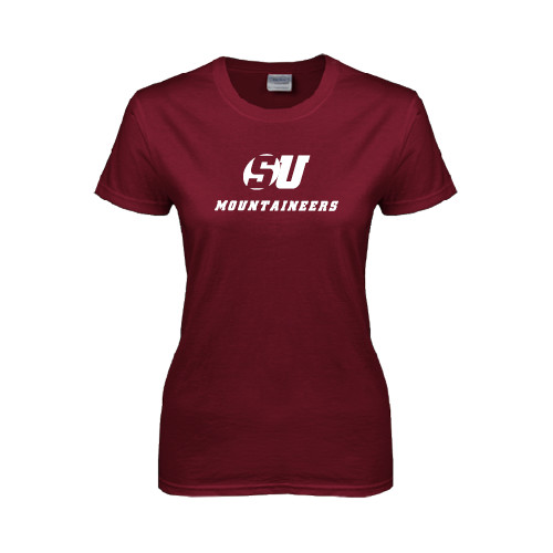  Womens Maroon Short Sleeve Tee - SU Mountaineers