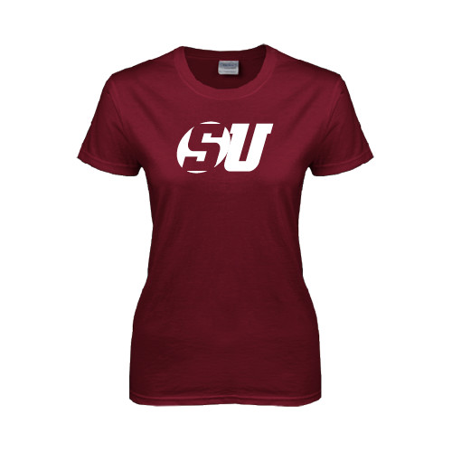  Womens Maroon Short Sleeve Tee - SU