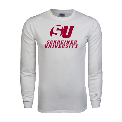  White Long Sleeve T Shirt - Official Logo