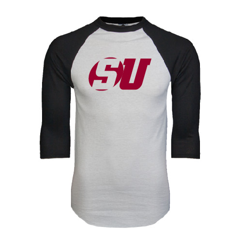  White/Black Raglan Baseball T Shirt - SU