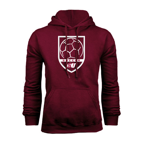  Maroon Fleece Hoodie - Soccer Design