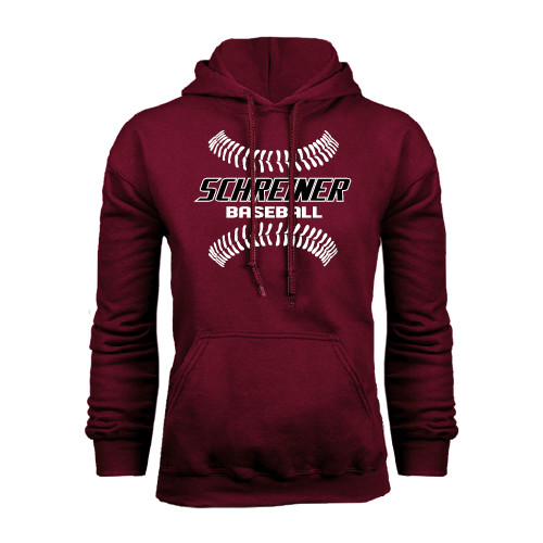  Maroon Fleece Hoodie - Baseball Design