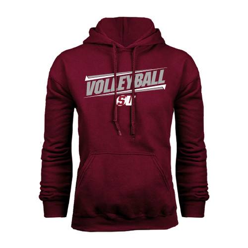  Maroon Fleece Hoodie - Volleyball Design