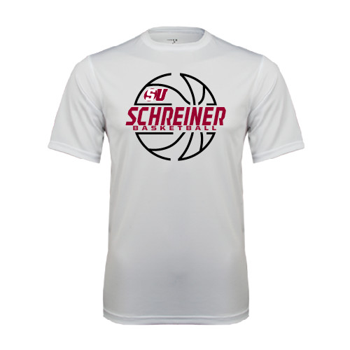  White Performance Tee - Basketball Design