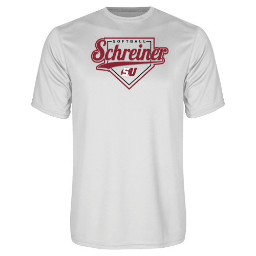  White Performance Tee - Softball Design