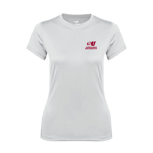  Womens White Performance Tee - Official Logo