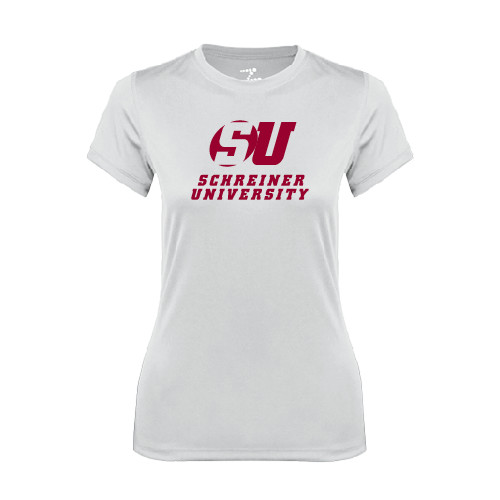  Womens White Performance Tee - Official Logo