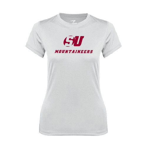  Womens White Performance Tee - SU Mountaineers