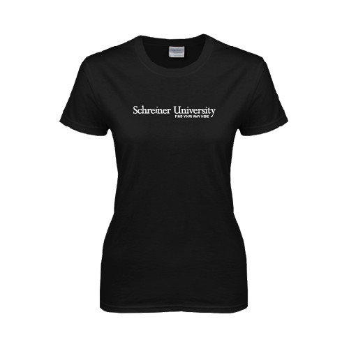  Womens Black Short Sleeve Tee - University Wordmark
