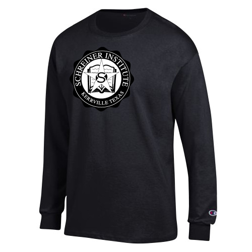  Champion Black Long Sleeve T Shirt - Vintage SI Logo