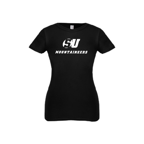  Next Level Girls Black Fashion Fit T Shirt - SU Mountaineers