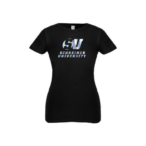  Next Level Girls Black Fashion Fit T Shirt - Official Logo Foil