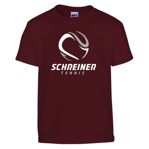  Youth Maroon T Shirt - Tennis Design