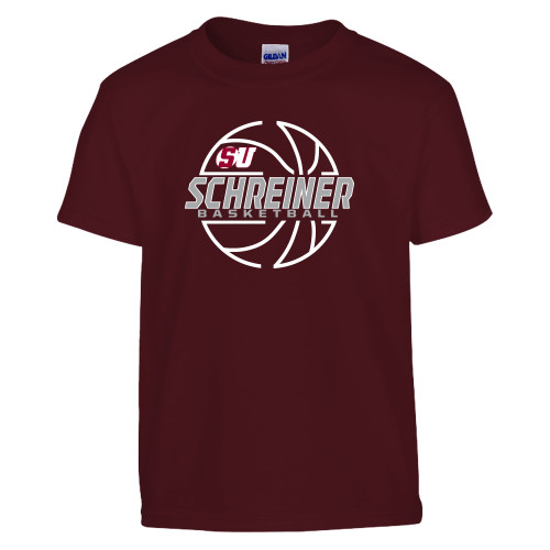  Youth Maroon T Shirt - Basketball Design