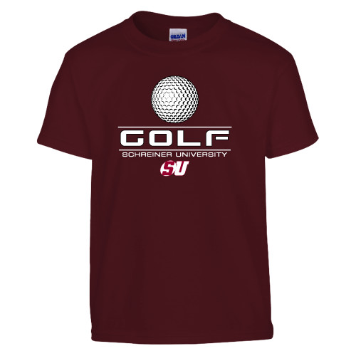  Youth Maroon T Shirt - Golf Design