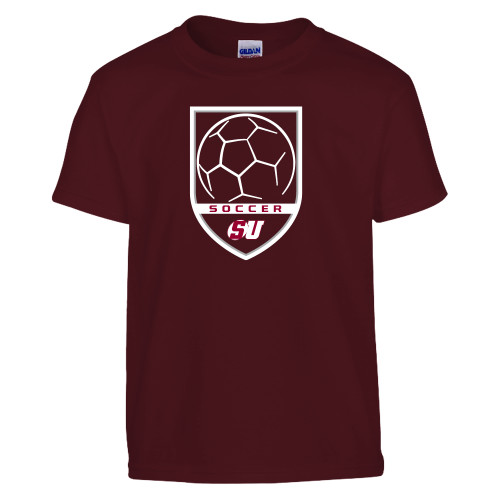  Youth Maroon T Shirt - Soccer Design