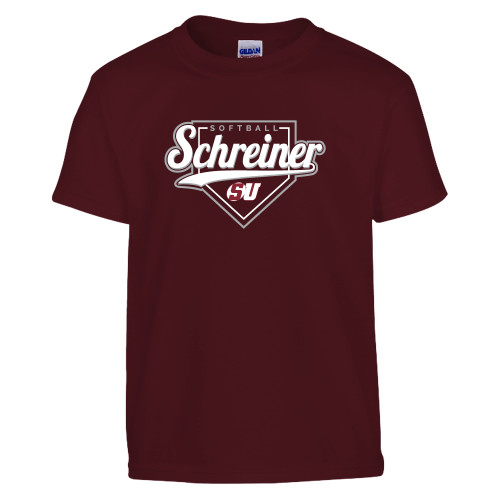  Youth Maroon T Shirt - Softball Design