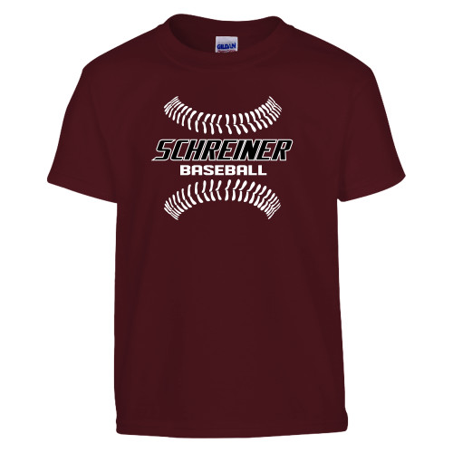  Youth Maroon T Shirt - Baseball Design