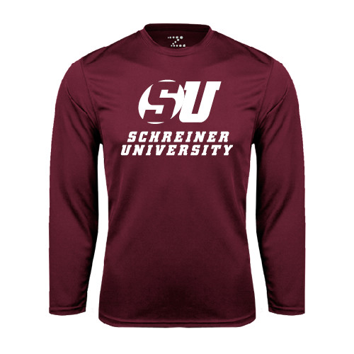  Maroon Performance Long Sleeve Shirt - Official Logo