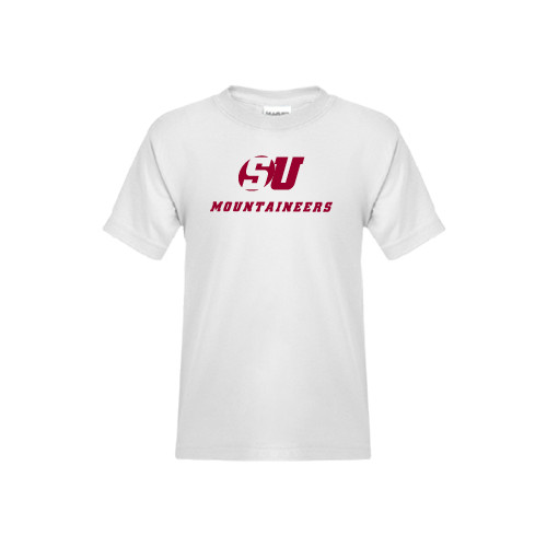  Youth White T Shirt - SU Mountaineers