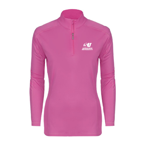  Syntrel Womens Raspberry Interlock 1/4 Zip - Official Logo