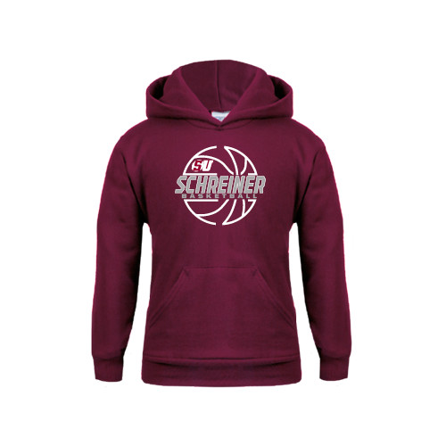  Youth Maroon Fleece Hoodie - Basketball Design