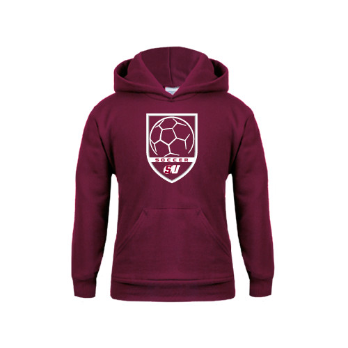  Youth Maroon Fleece Hoodie - Soccer Design