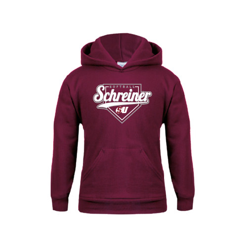  Youth Maroon Fleece Hoodie - Softball Design