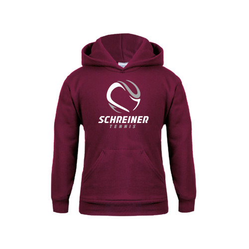  Youth Maroon Fleece Hoodie - Tennis Design
