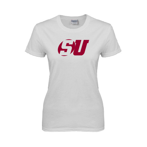  Womens White Short Sleeve Tee - SU