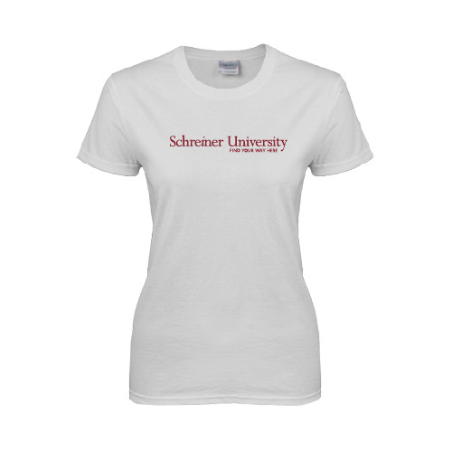  Womens White Short Sleeve Tee - University Wordmark