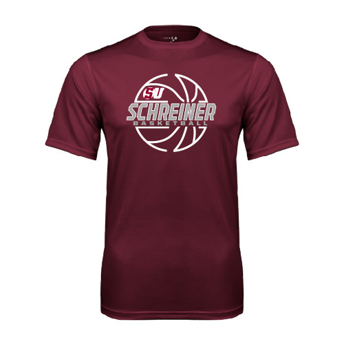  Maroon Performance Tee - Basketball Design