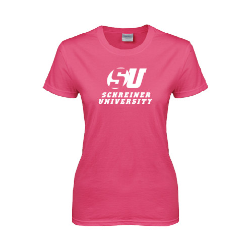  Womens Hot Pink Short Sleeve Tee - Official Logo